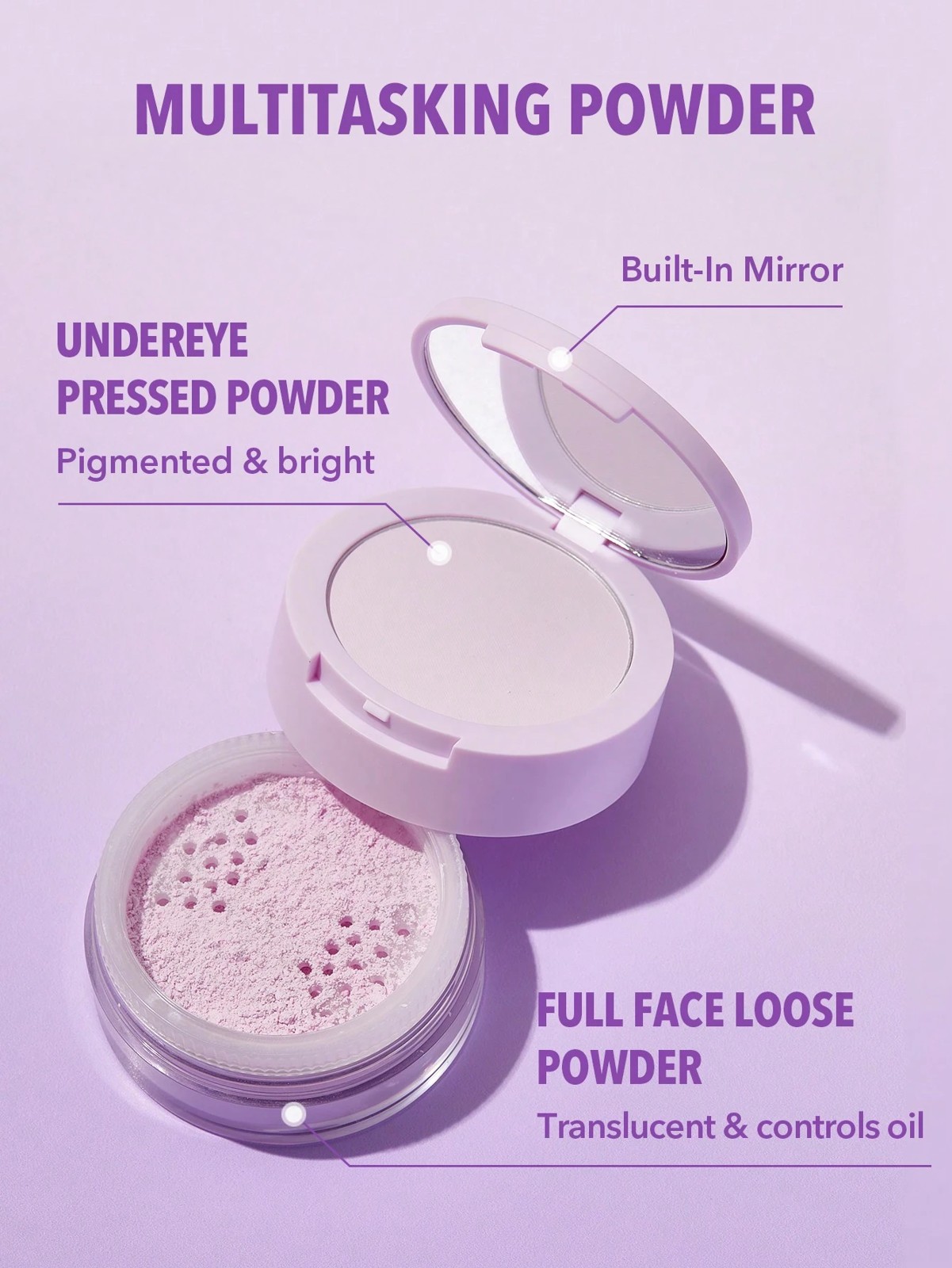 SHEGLAM Insta-Ready Face & Under Eye Setting Powder Duo - Taro 2 of 5