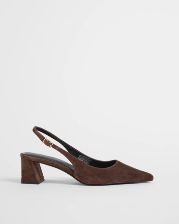 Genuine Suede Leather Point Block Heels - Daria