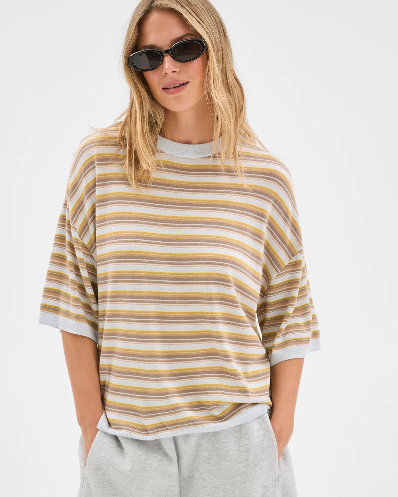 Lily Loves Striped Knit T-Shirt - Glacier 3 of 5