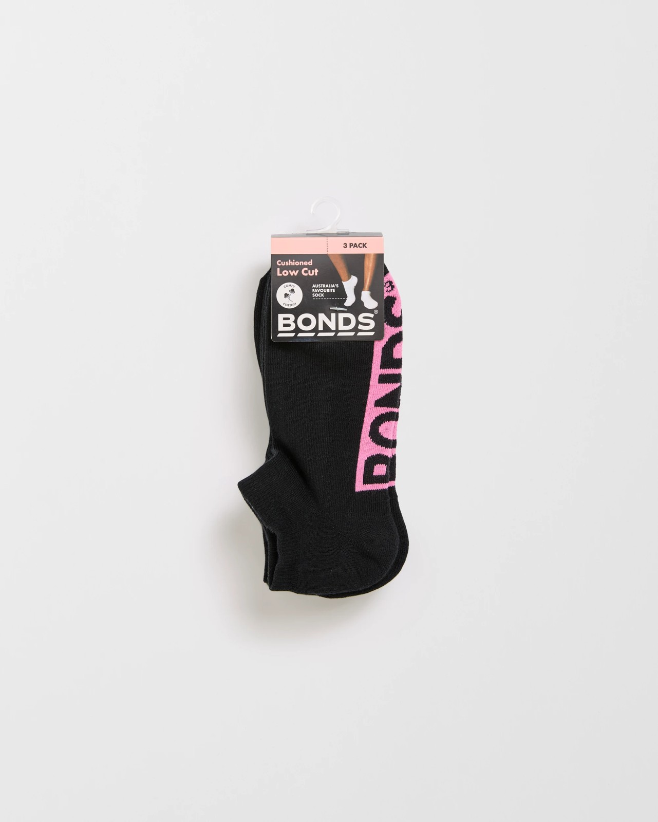 Bonds 3 Pack Logo Low Cut Socks - Black 3 of 3
