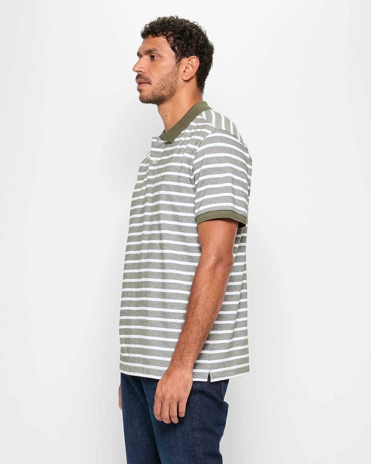 Australian Cotton Blend Stripe Pique Polo Top 3 of 5