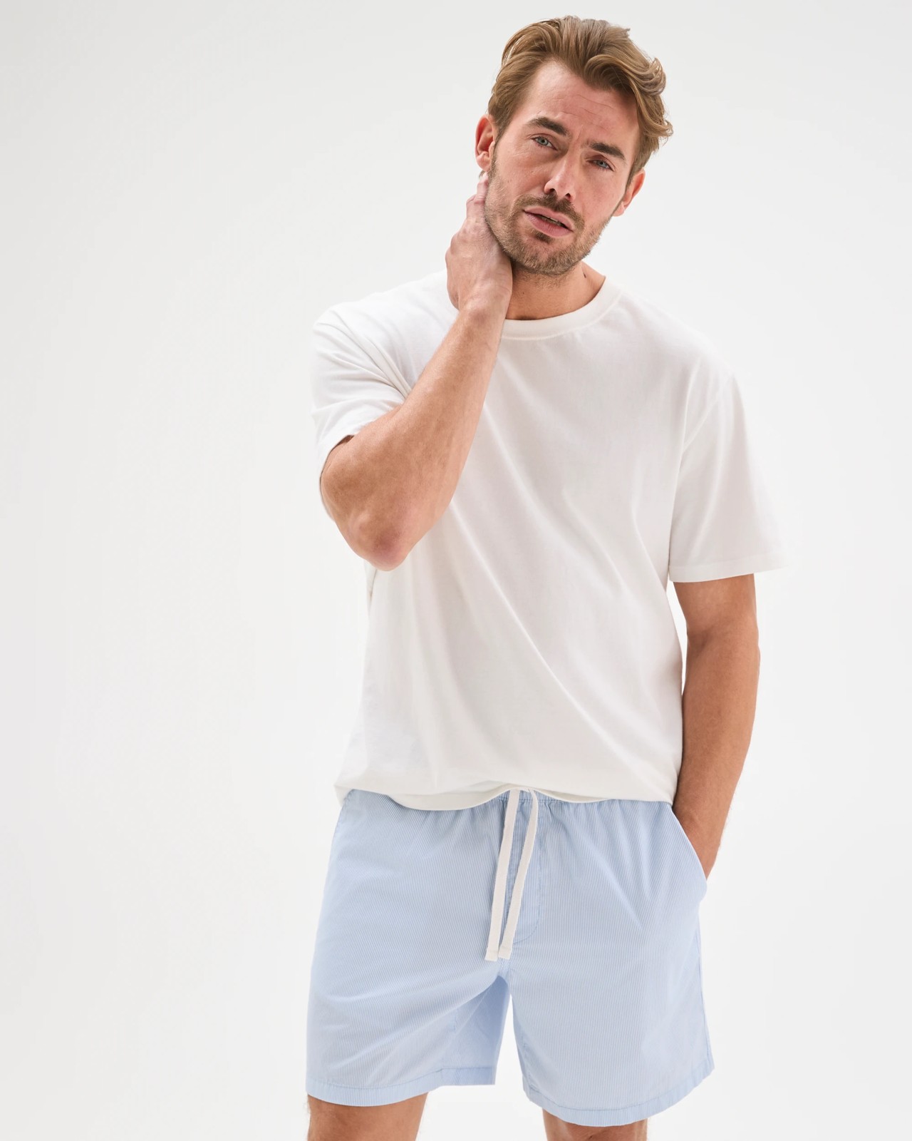 Australian Cotton Micro Stripe Shorts  - Blue 4 of 5