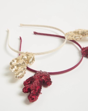 2 Pack Sequin Reindeer Christmas Headbands