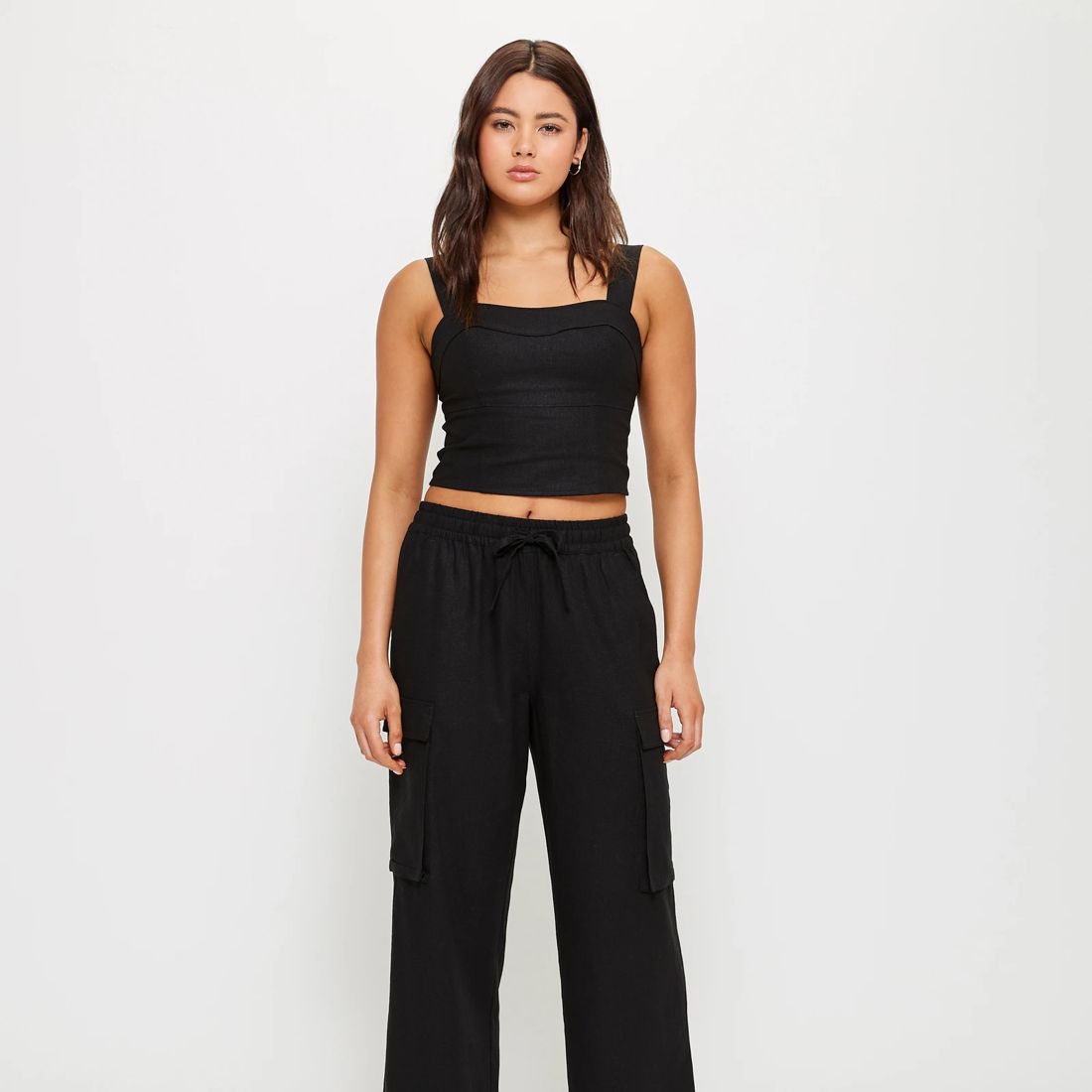 European Linen Blend Cargo Pants Lily Loves Black Target Australia