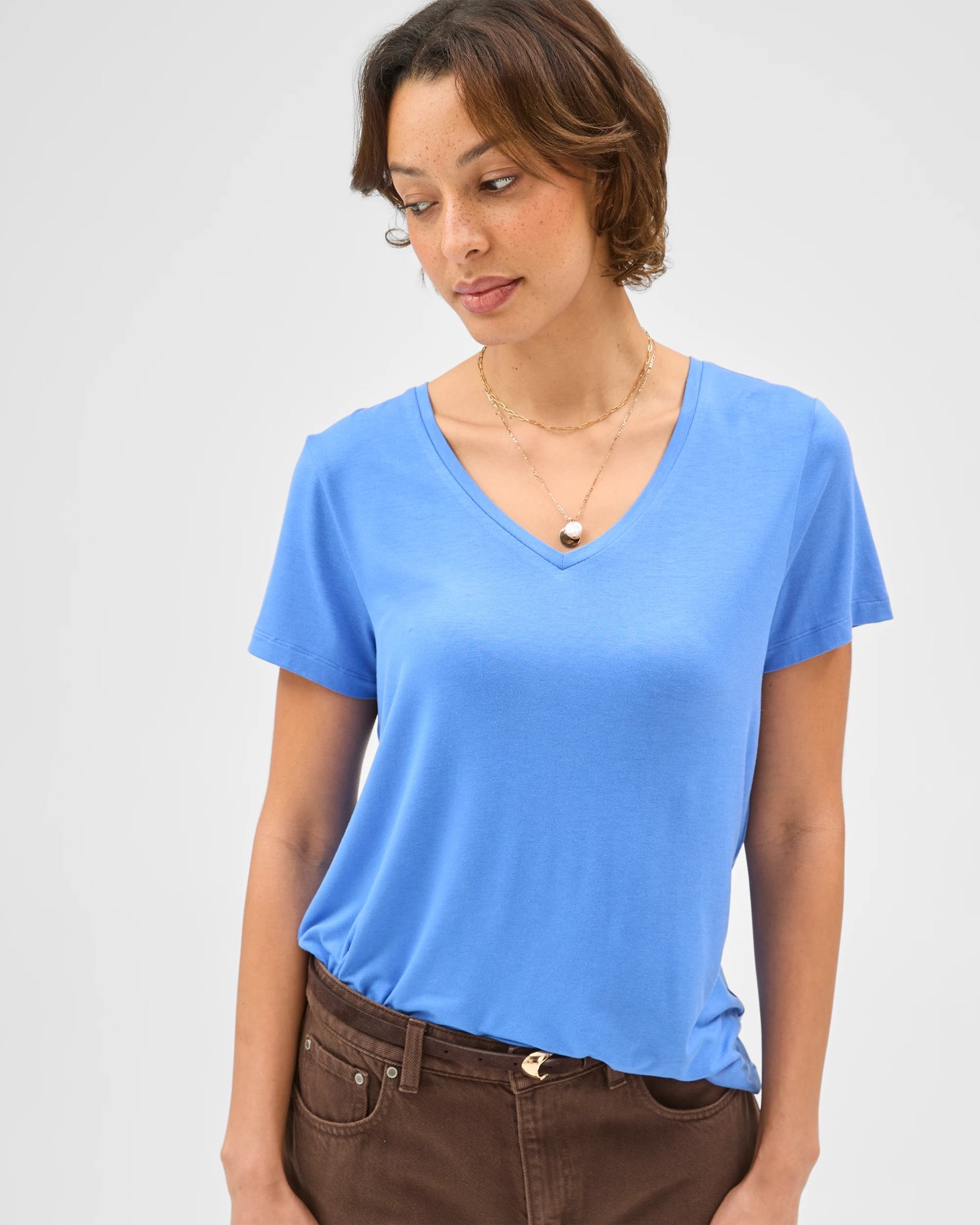 Short Sleeve V-Neck T-Shirt - Blue Bouquet 3 of 5