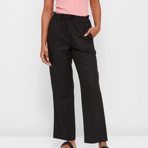 Petites Linen Blend Elastic Waist Pants - Dannii Minogue - Natural