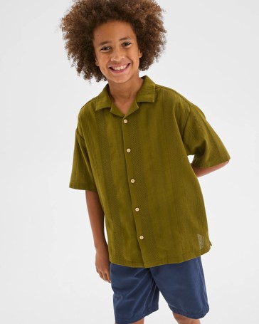 Australian Cotton Textured Short Sleeve Shirt