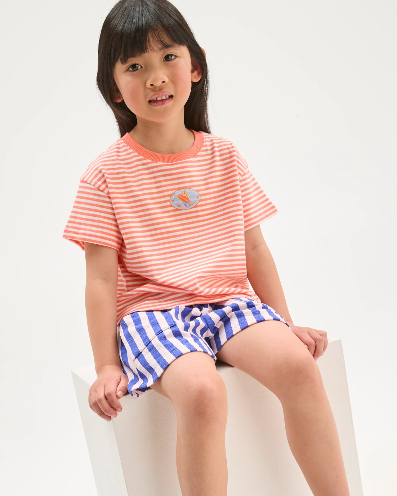 Australian Cotton Oversized T-Shirt - Orange Stripe Sporty 2 of 5