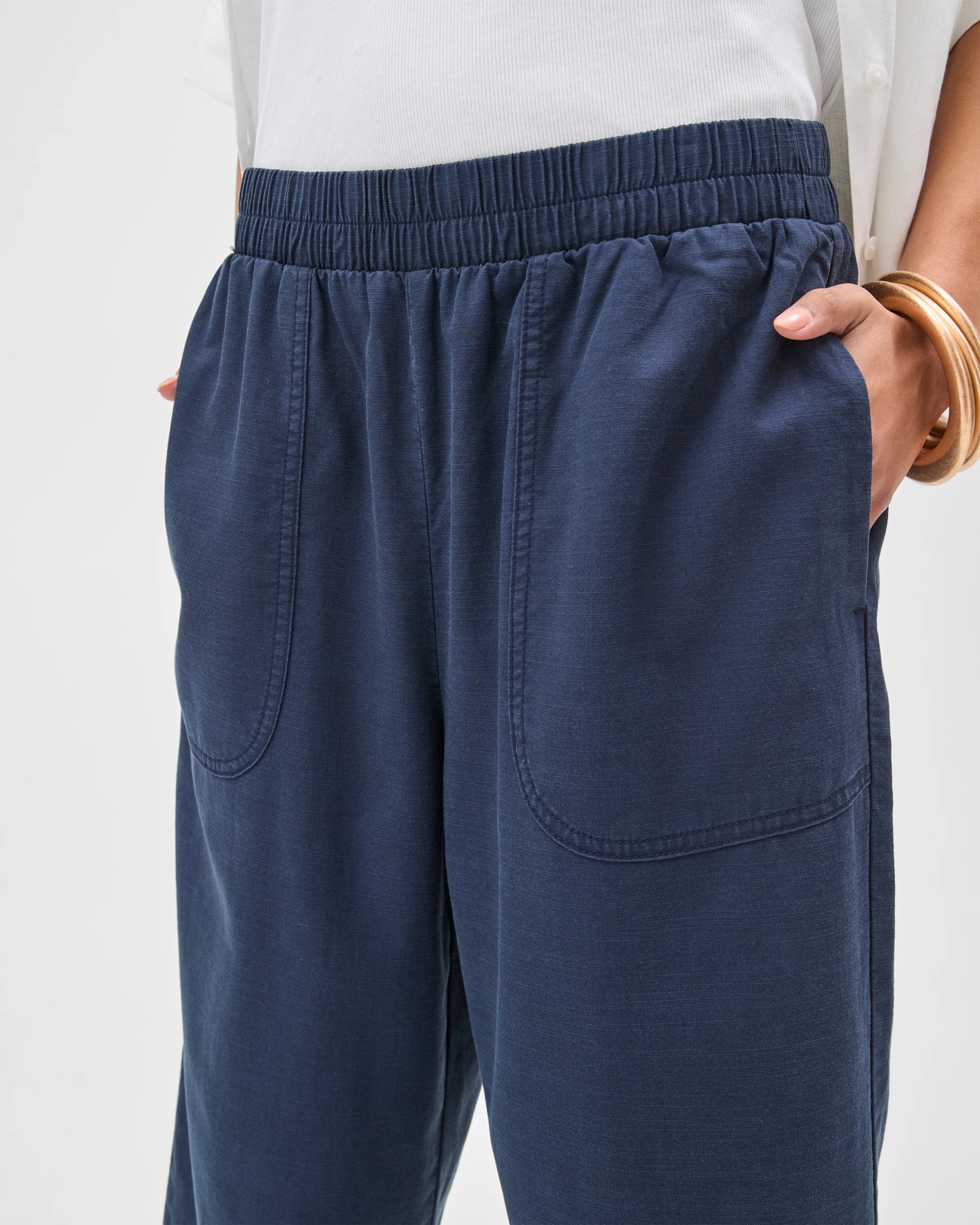 Slub Cropped Pants - Navy Blue 5 of 5