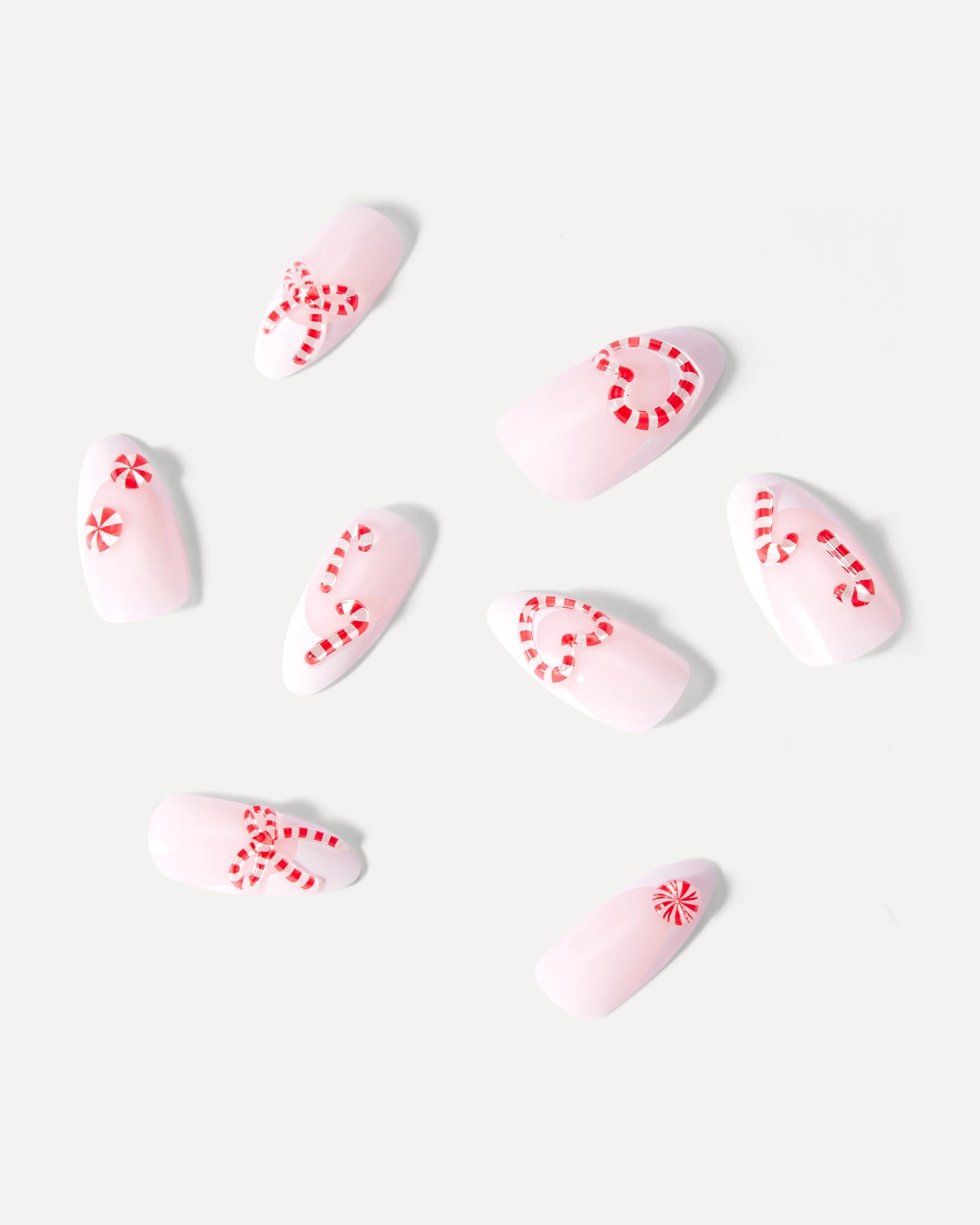 OXX Beauty Sleigh Season 24 Pack Artificial Nails - Almond Shape, French Tip and Candy Cane 2 of 4