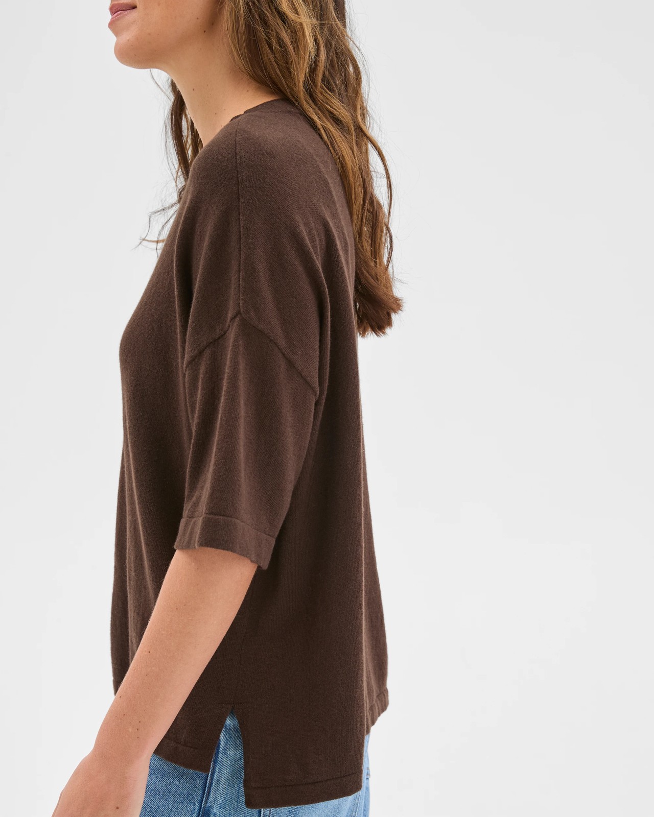 Australian Cotton Blend Oversized Crew Neck T-Shirt - Coffee Bean 5 of 6
