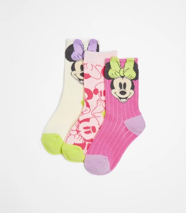 Disney Minnie Mouse Girls Crew Socks 3 Pack