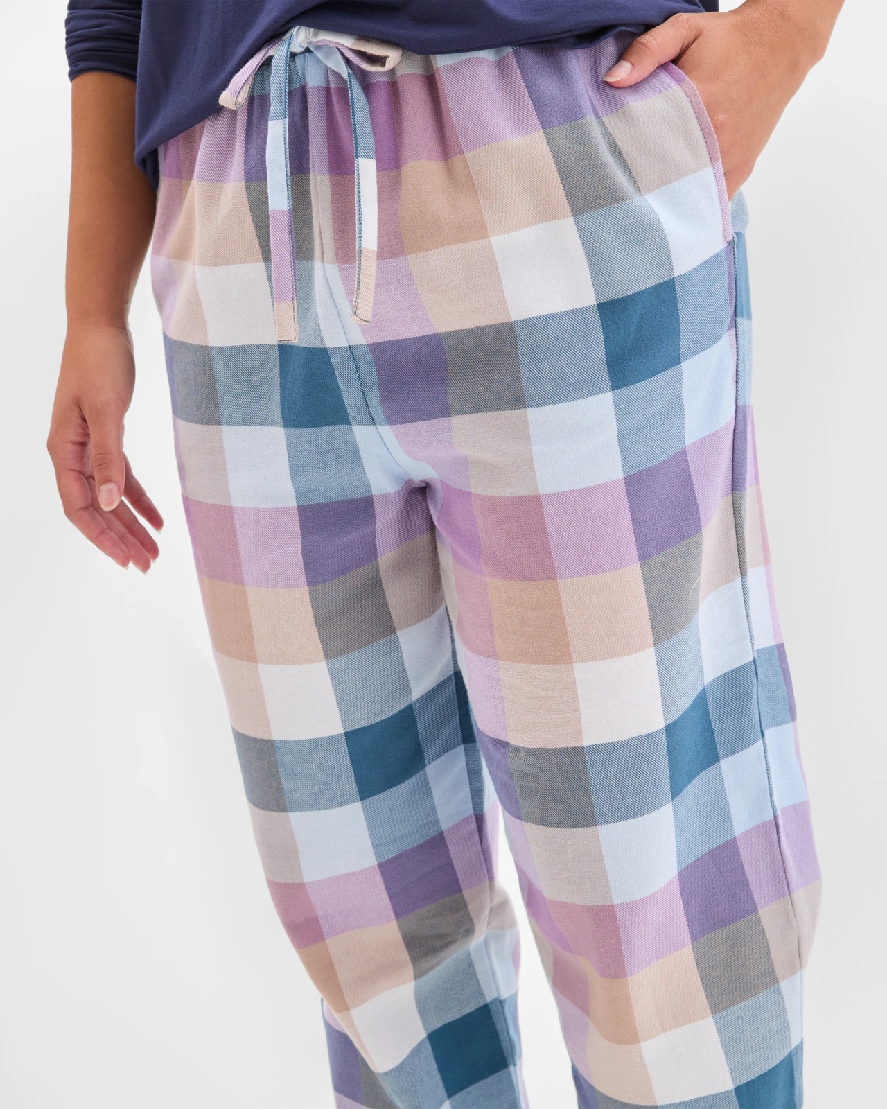 Australian Cotton Flannelette Jogger Sleep Pants - Blue Buffalo 4 of 5