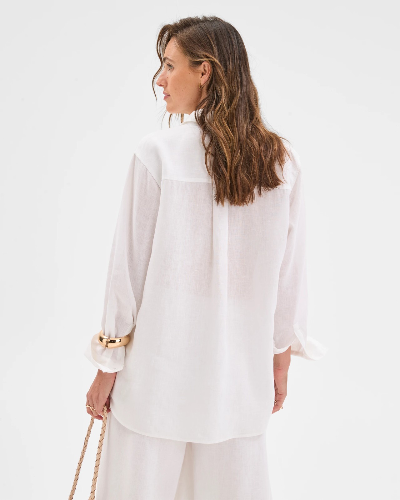 European Linen Long Sleeve Shirt - White 6 of 6