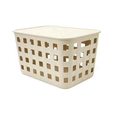 45L Rectangle Trellis Basket with Lid, Beige - Anko