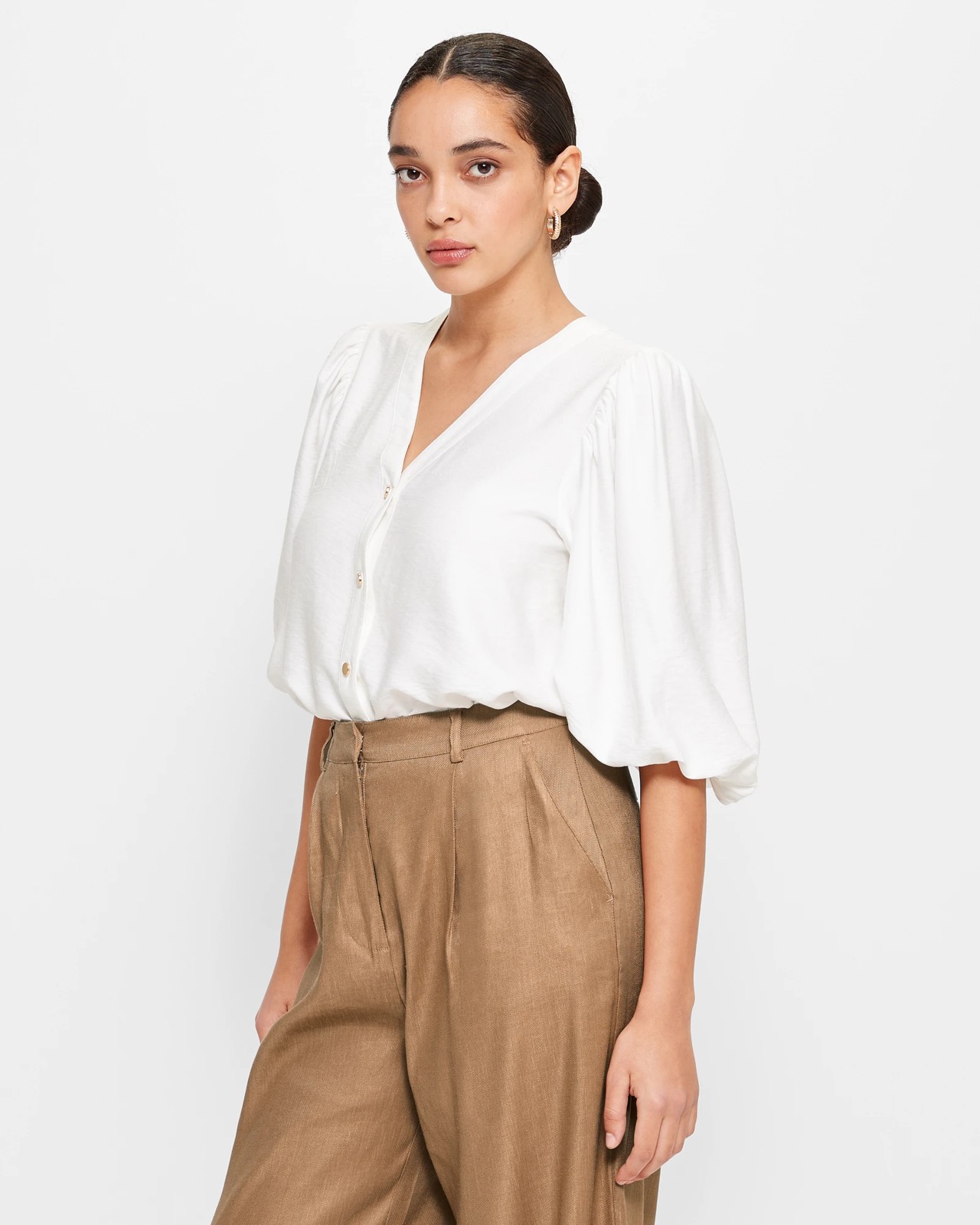 Balloon Sleeve Button Through Blouse - Preview | Target Australia