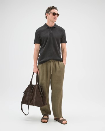 Australian Cotton Blend Pointelle Polo Top