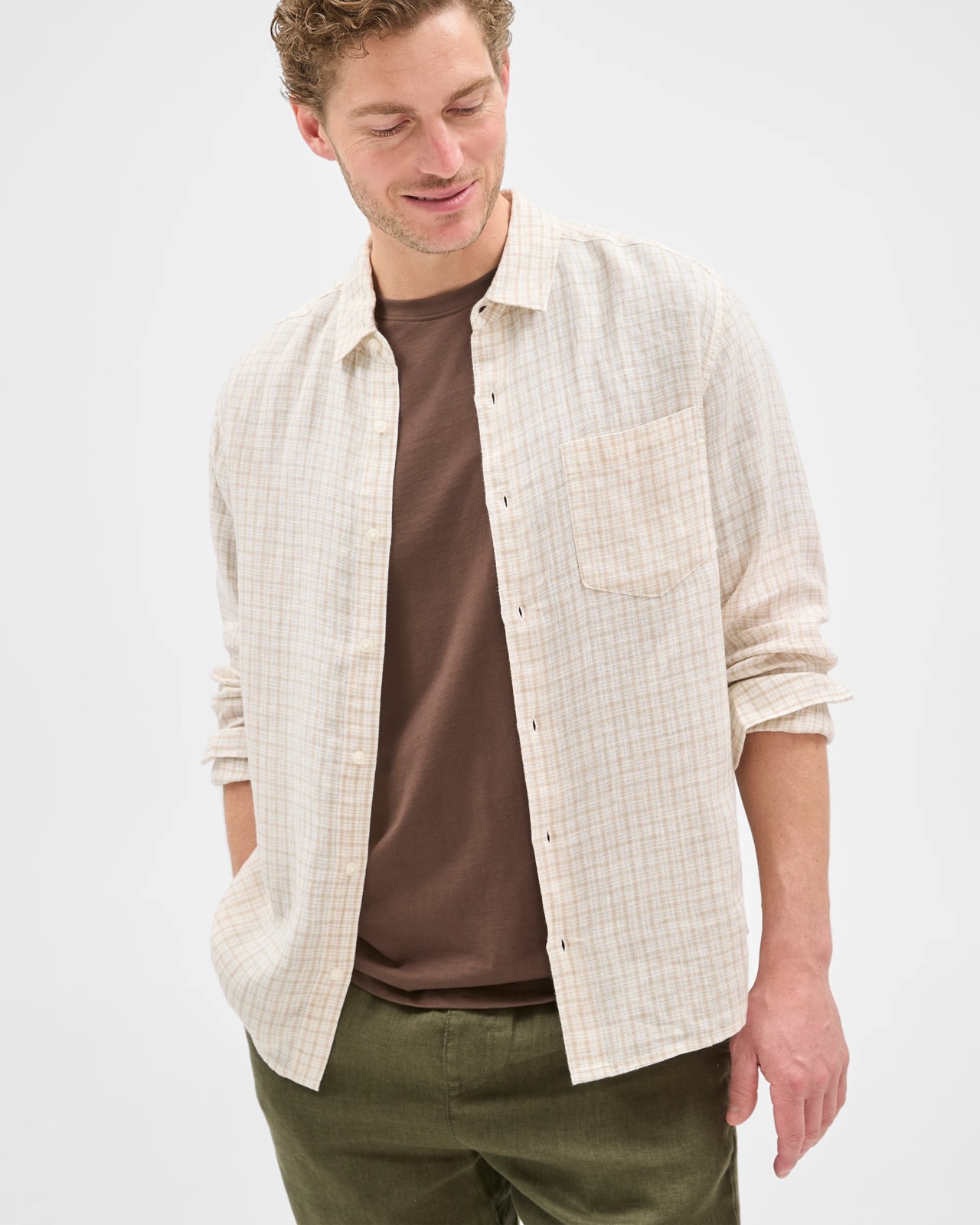 European Linen Long Sleeve Check Shirt 3 of 5