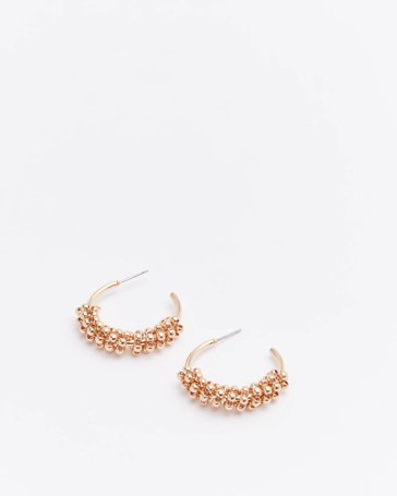 Gold Bead Hoop Earrings
