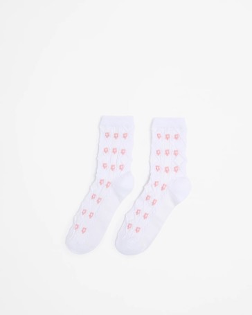 Australian Cotton Blend Daisy Embroidered Crew Socks