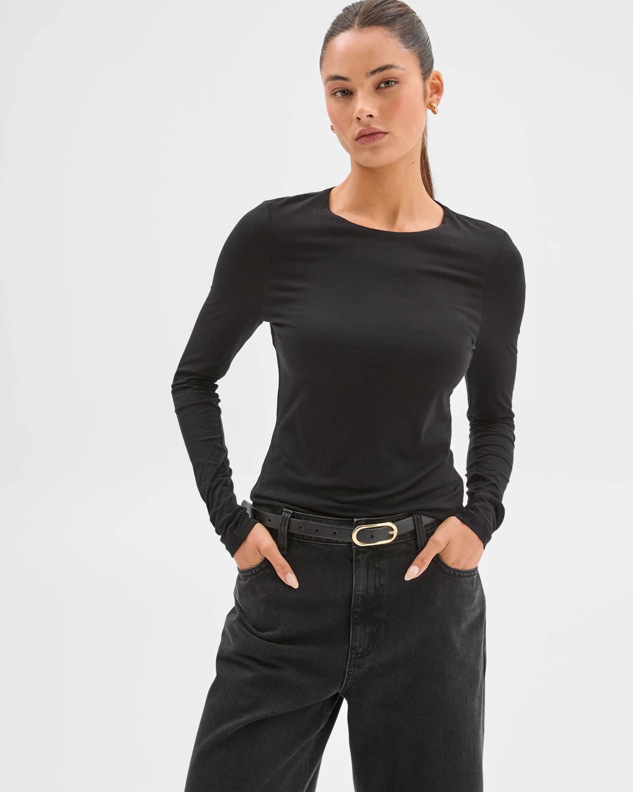 Lily Loves Australian Cotton Crew Neck Top - Black 3 of 5