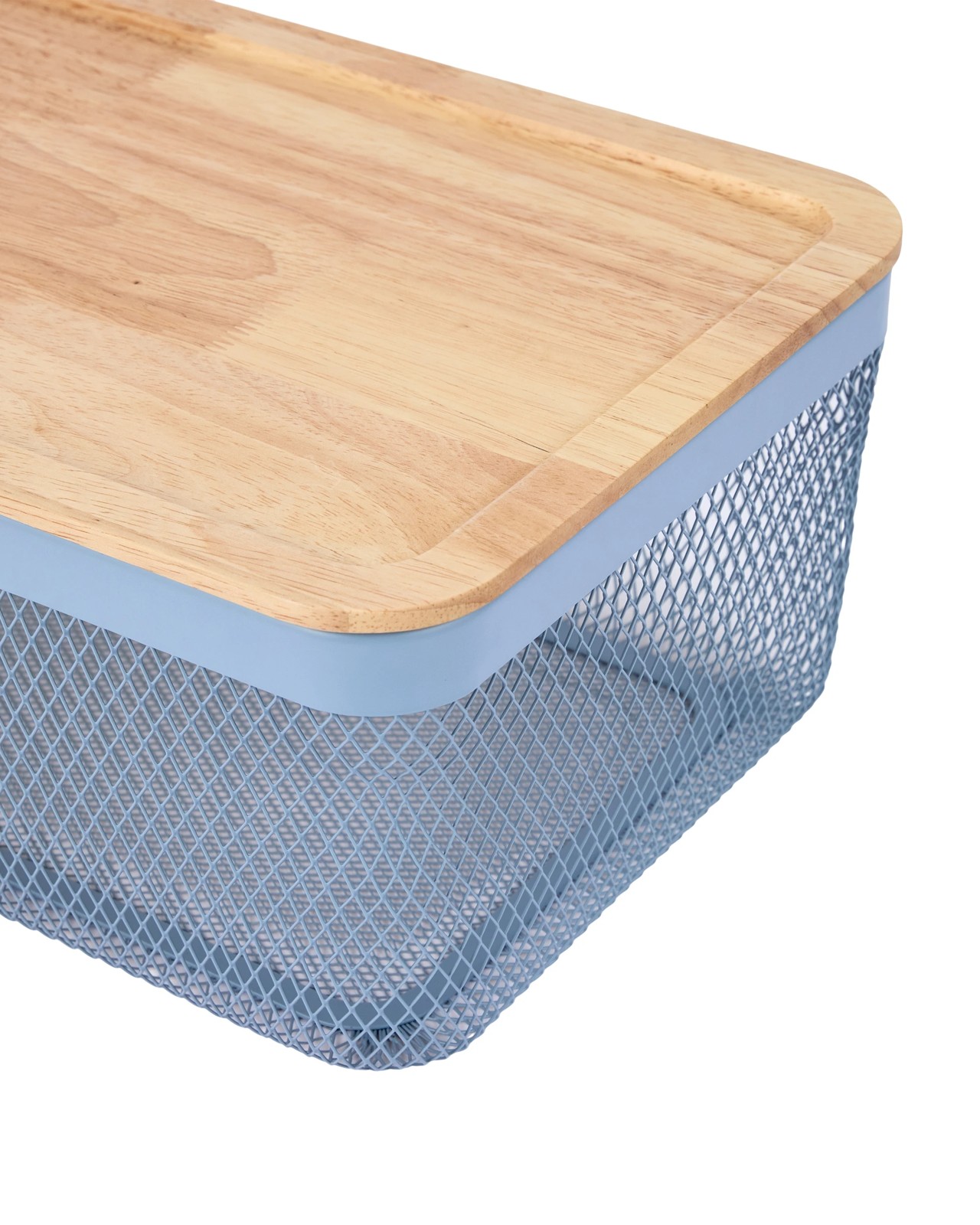 Anko Large Basket with Wooden Lid - Blue 4 of 5