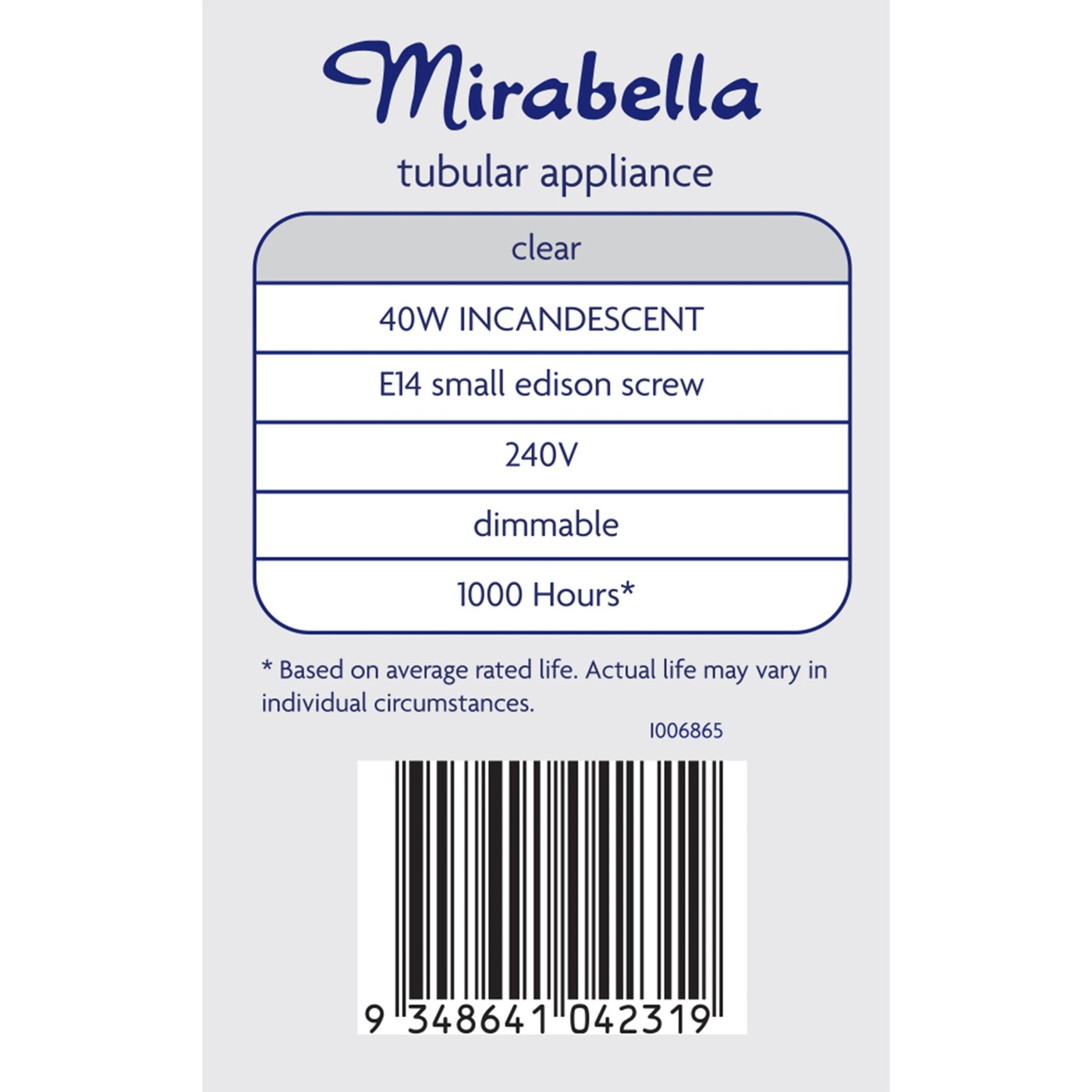 2 Pack Mirabella Tubular Appliance T25 SES Specialty Globe Bulb 3 of 6