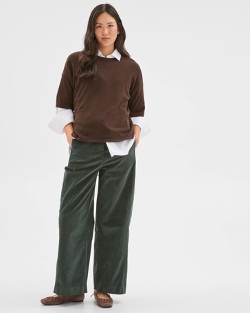 Cropped Wide Leg Cord Pants