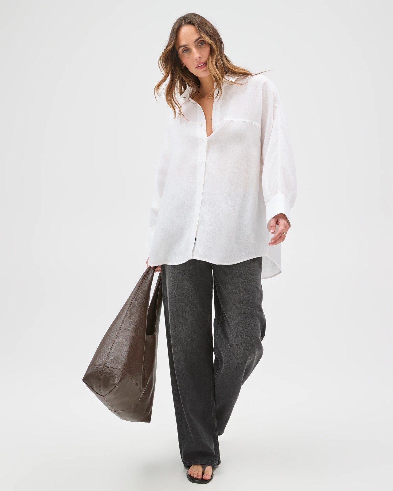 European Linen Long Sleeve Shirt - White 2 of 5