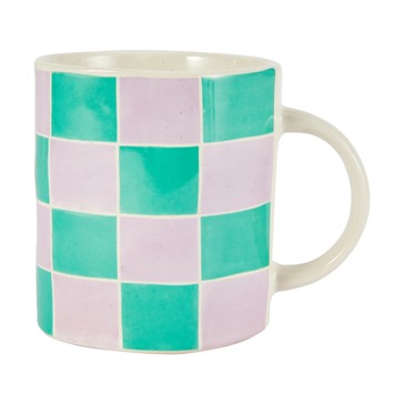 Lilac Green Grid Mug - Anko