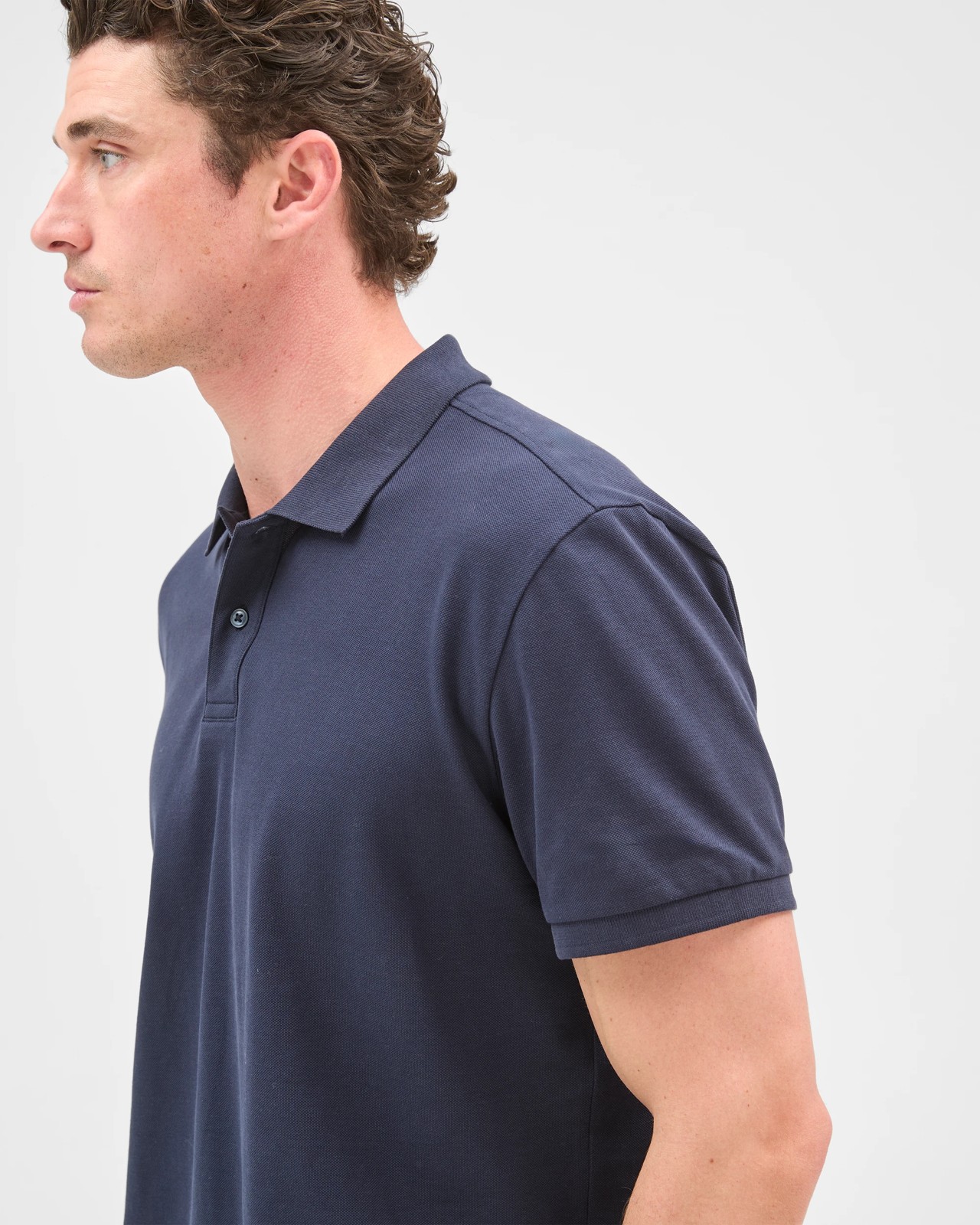 Australian Cotton Rich Pique Polo Top - Navy 5 of 5