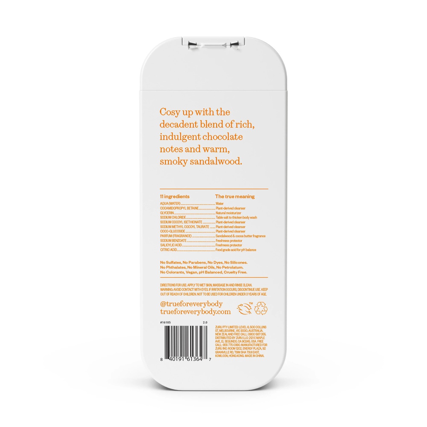 True Inc Moisturising Body Wash 532ml - Sandalwood & Cocoa Butter 2 of 6