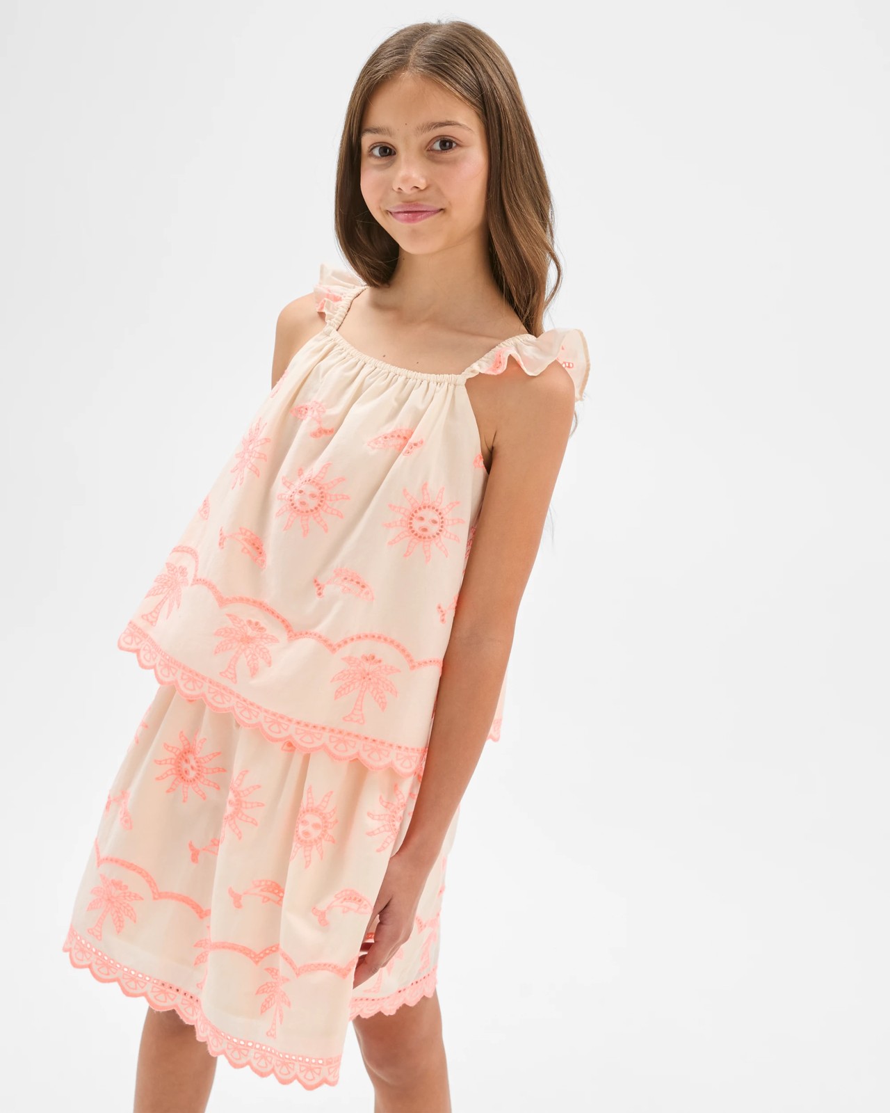 Cotton Sleeveless Embroidered Woven Tank Top - Multi 2 of 6