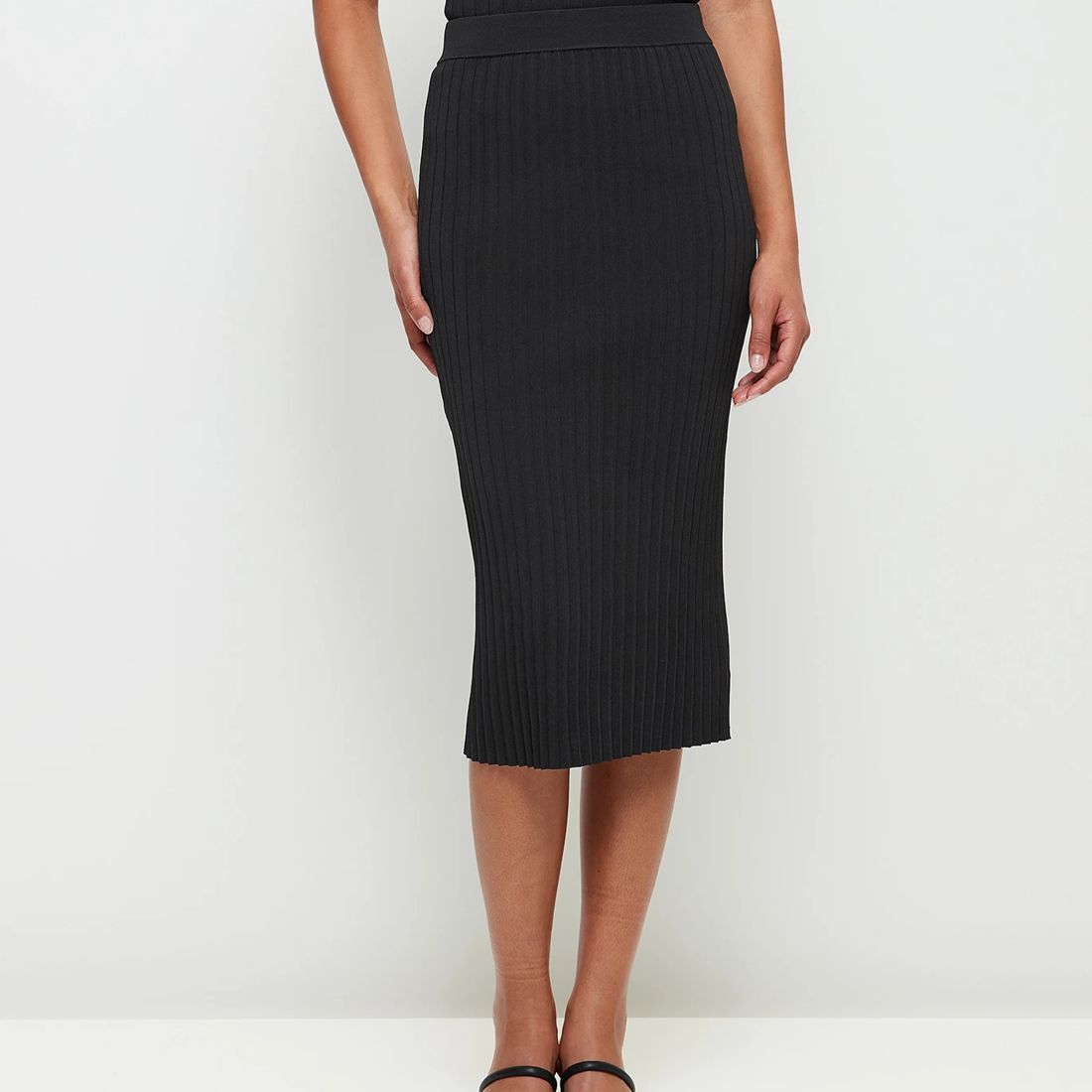 Knit Rib Tube Midi Skirt - Preview - Black | Target Australia