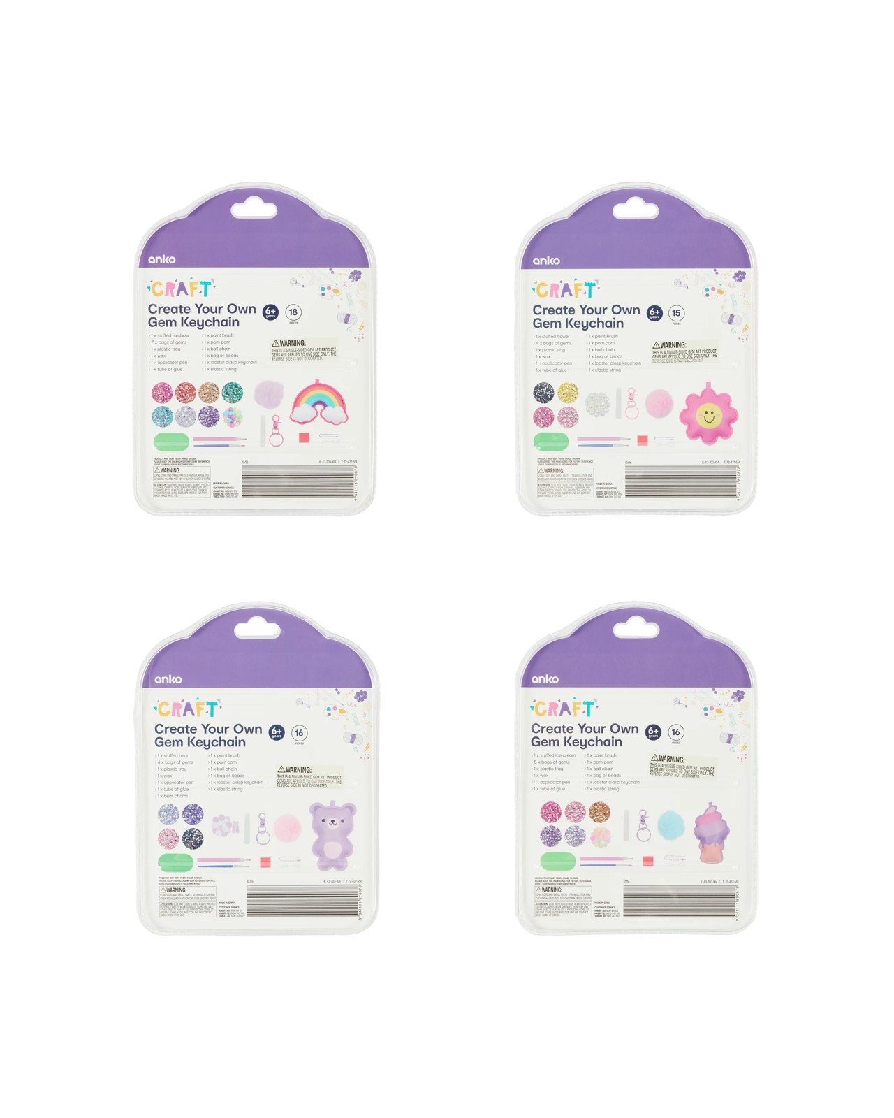 Anko Create Your Own Gem Keychain - Assorted 3 of 3