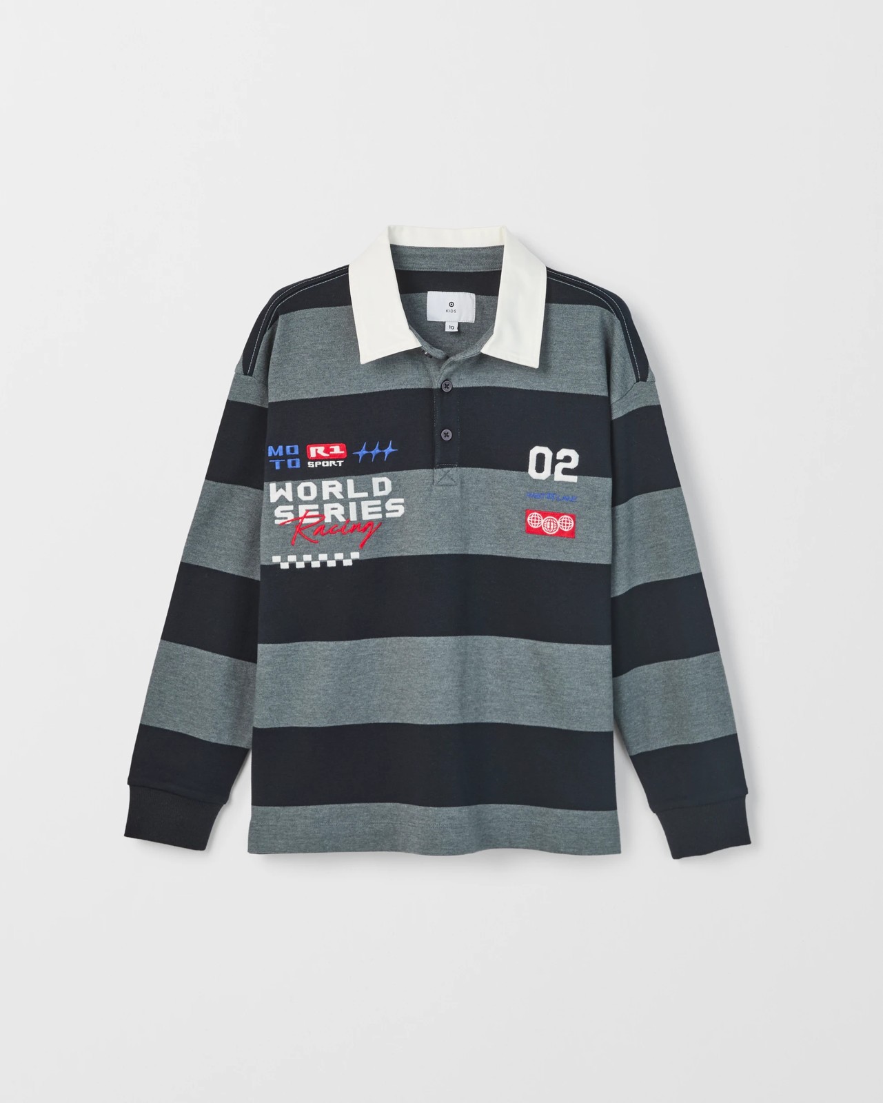 Australian Cotton Stripe Rugby T-Shirt - Black / Dark Grey 4 of 5