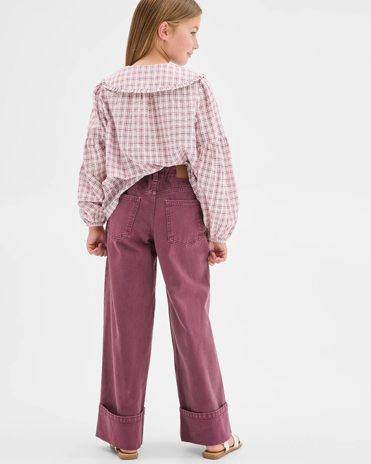 Denim Wide Leg Cuffed Jeans 3 of 6