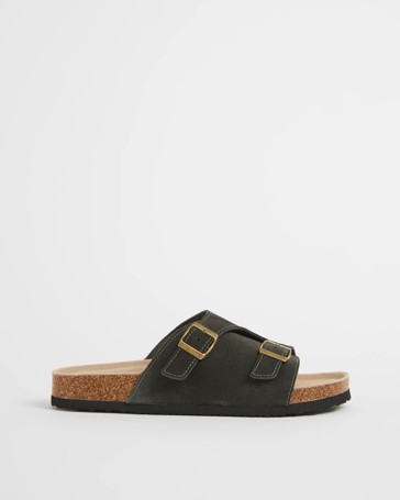 Broad Suede Leather Moulded Cork Slides