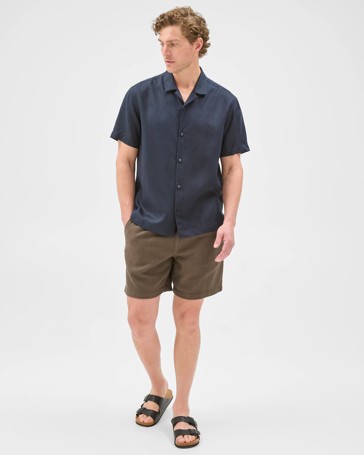 European Linen Short Sleeve Revere Collar Shirt