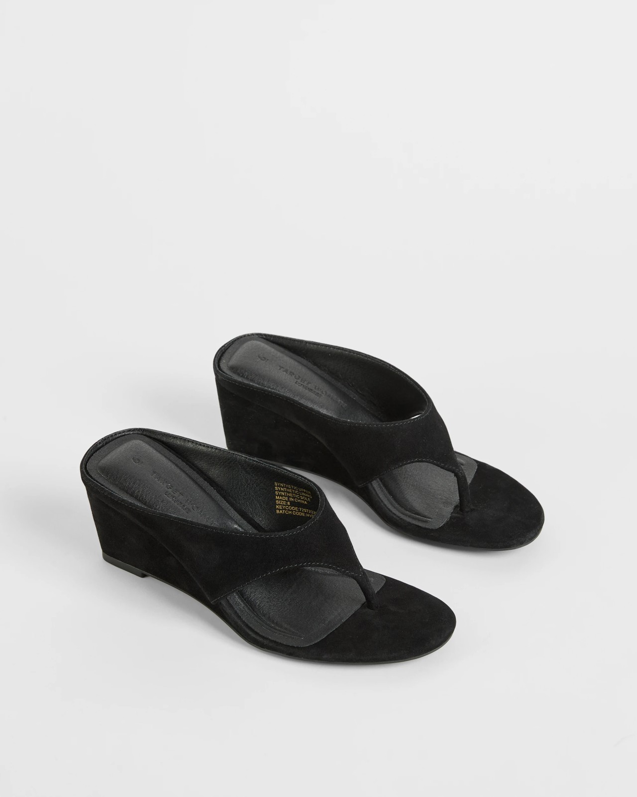 Wedge Heel Thong Sandals - Black 2 of 3