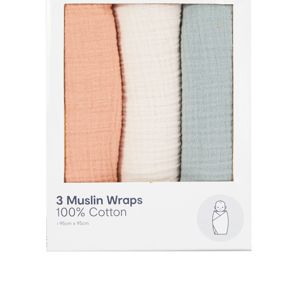 Anko 3 Pack Cotton Muslin Wraps - Textured