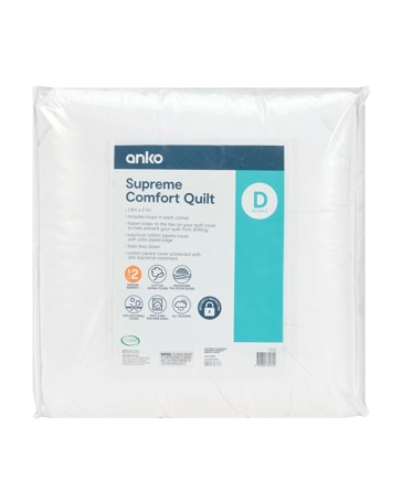 Medium Warmth Supreme Comfort Quilt, Double Bed - Anko