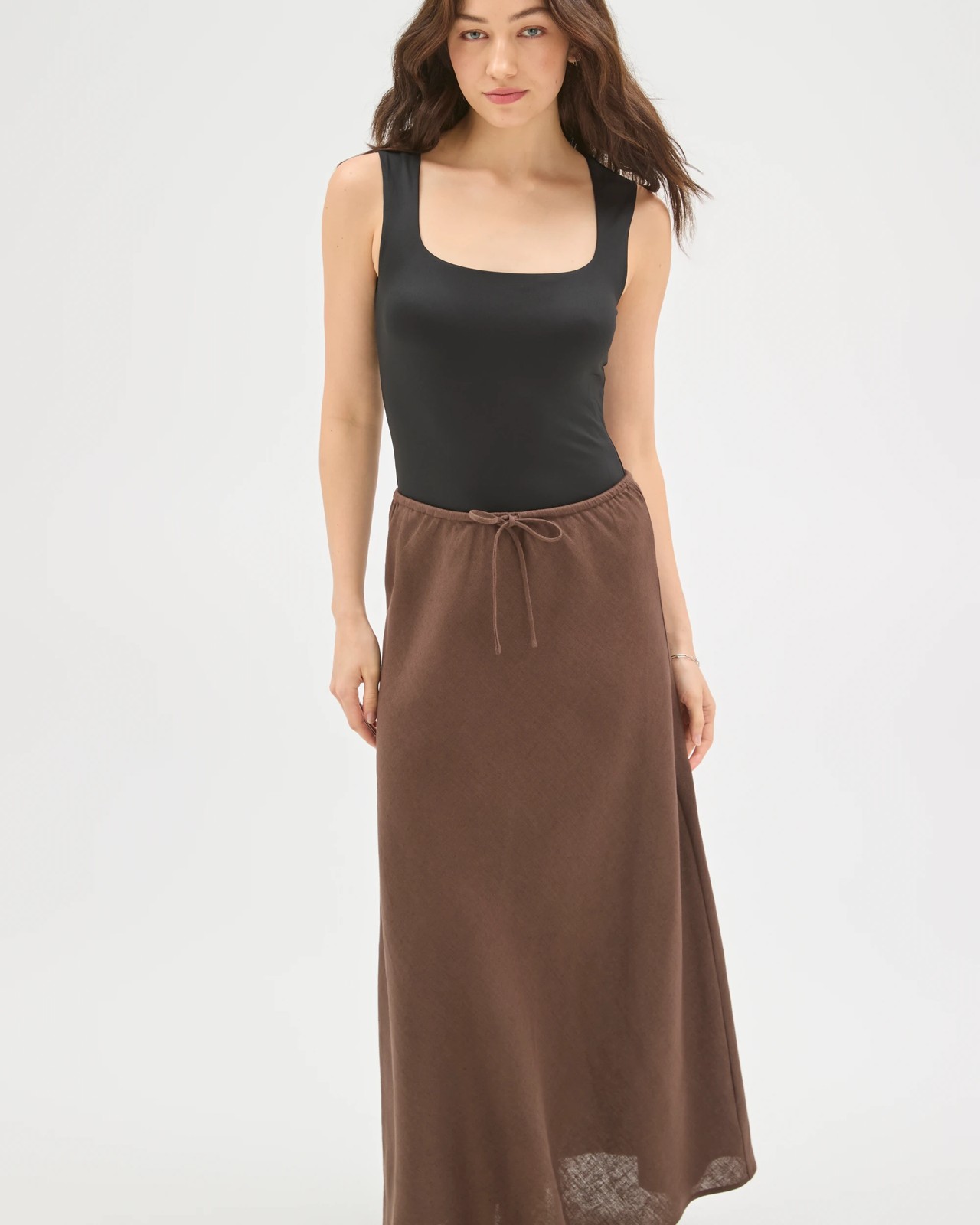 Lily Loves European Linen Maxi Skirt - Bark 3 of 5