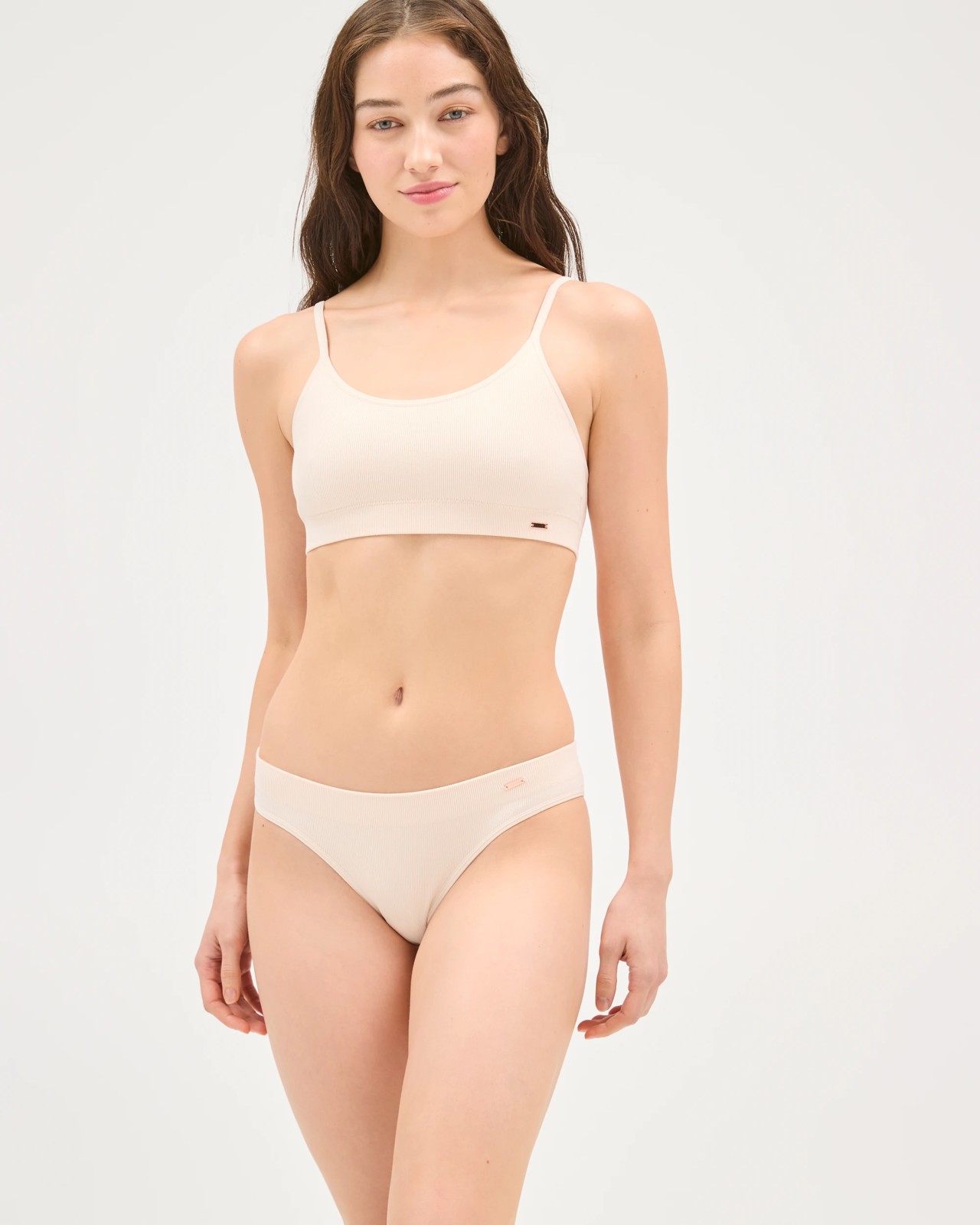 Lily Loves Rib Wirefree Crop Top - Shell 2 of 5