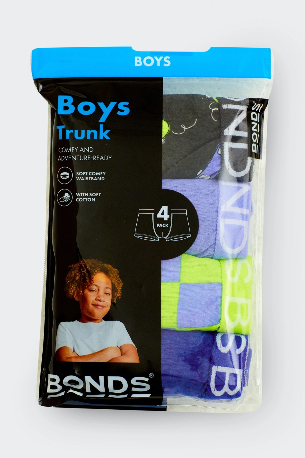 Bonds Cotton 4 Pack Boys Trunks - Multi Kickslip Kicks 4 of 4