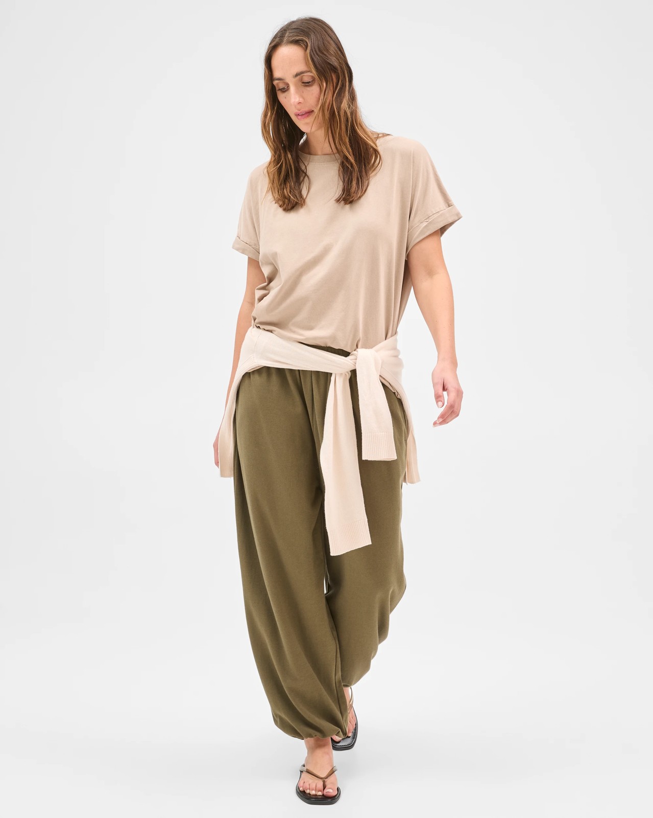 Australian Cotton Balloon Leg Knit Pants - Deep Lichen 2 of 5