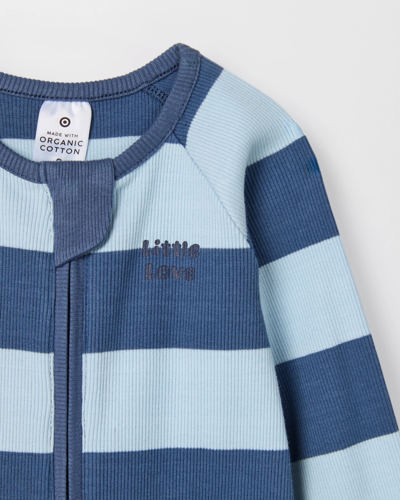 Baby Organic Cotton Rib Zip Footless Coverall - Vintage Indigo Stripe 5 of 5