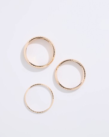 3 Pack Hammered Metal Bangle Set