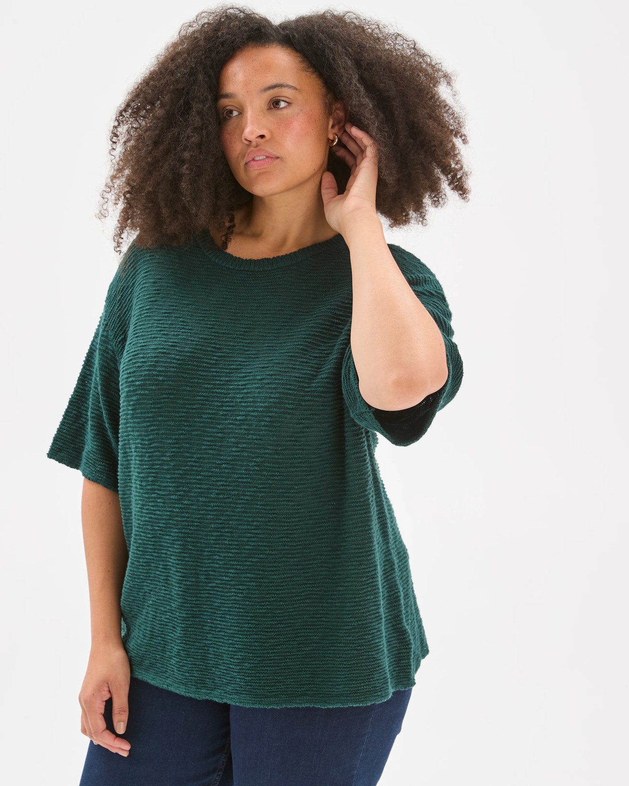 Plus Size Australian Cotton Links Slub T-Shirt - Deep Green 4 of 6