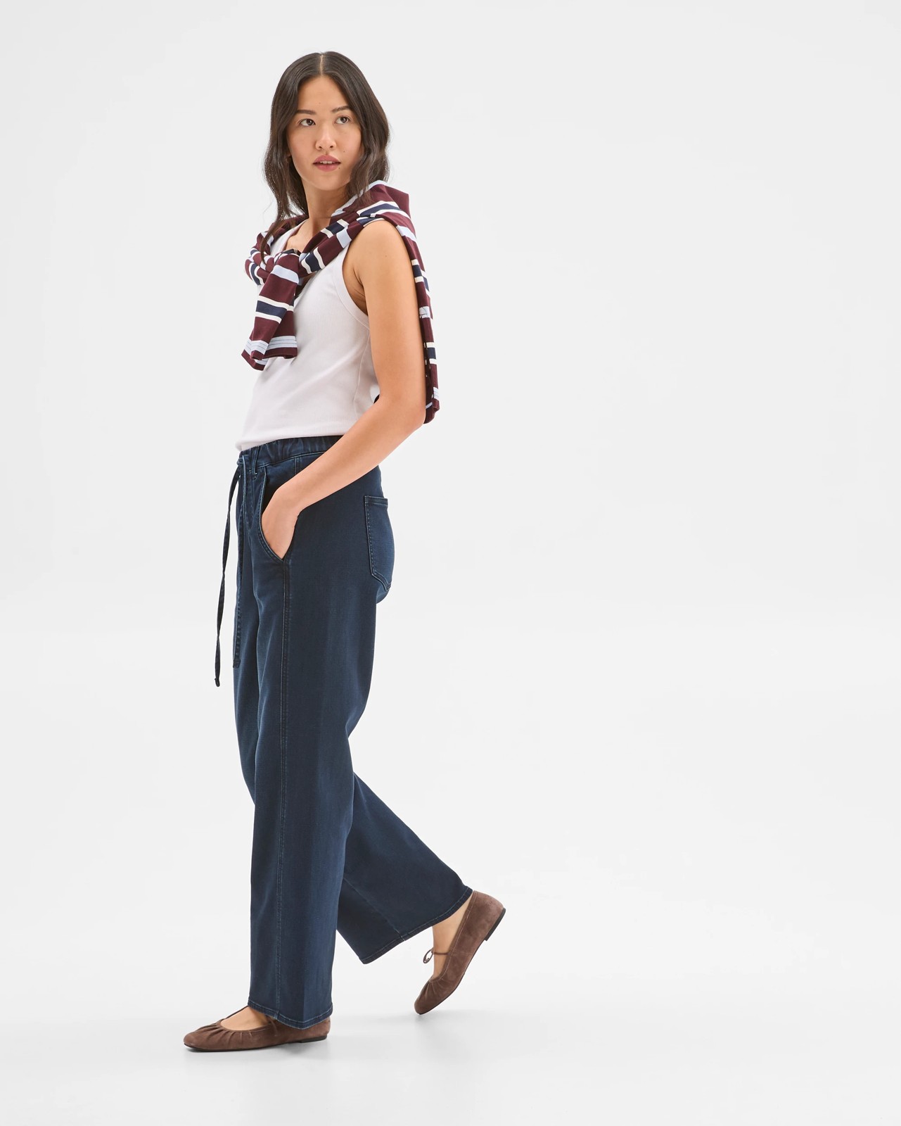 Pull On Wide Leg Knit Denim Jeans 5 of 5